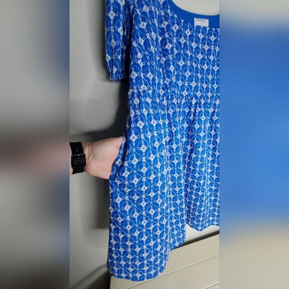 Rhode Eyelet Mini Babydoll Dress Blue With pockets Size XXL - Picture 12 of 16